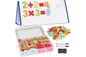 CHUCHIK ABC Magnetic Number Set for Kids and Toddlers. Numbers Foam Magnets with White Board, 4 Pens and Eraser (Numbers-5-colors)