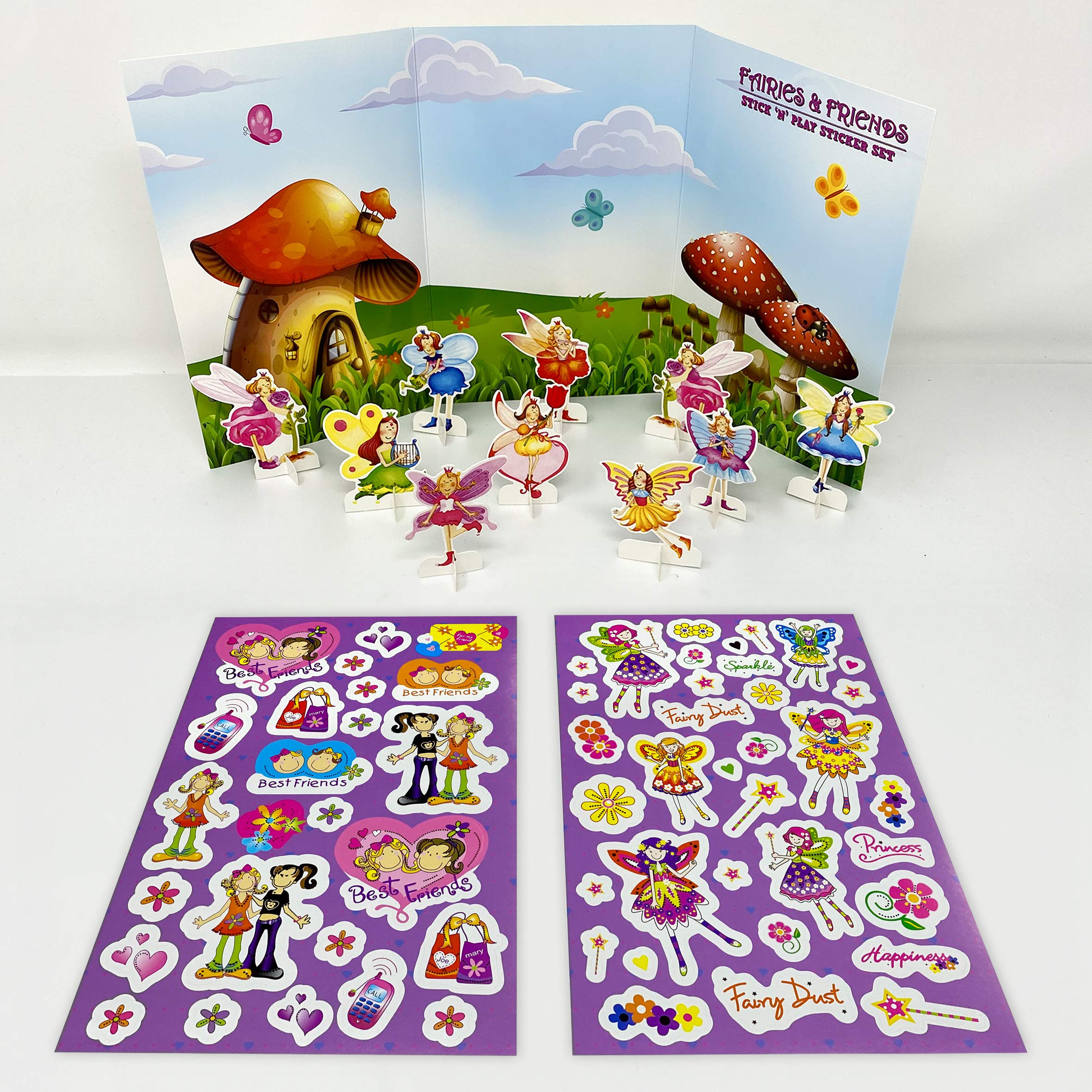 Make a Scene with Fairy Stickers for Children, Kids, Toddlers, Adults - Scrapbook Craft Activities and Party Bag Filler Favours - Fairy, Love Heart, Flower, Sticker Pack for Boys Girls
