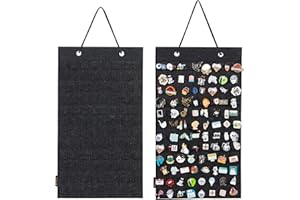 PACMAXI Hanging Brooch Pin Organizer, Display Pins Storage Case, Brooch Collection Storage Holder, Holds Up to 96 Pins.(Not Include Any Accessories) (S-96 Slots, Dark gray, Small)