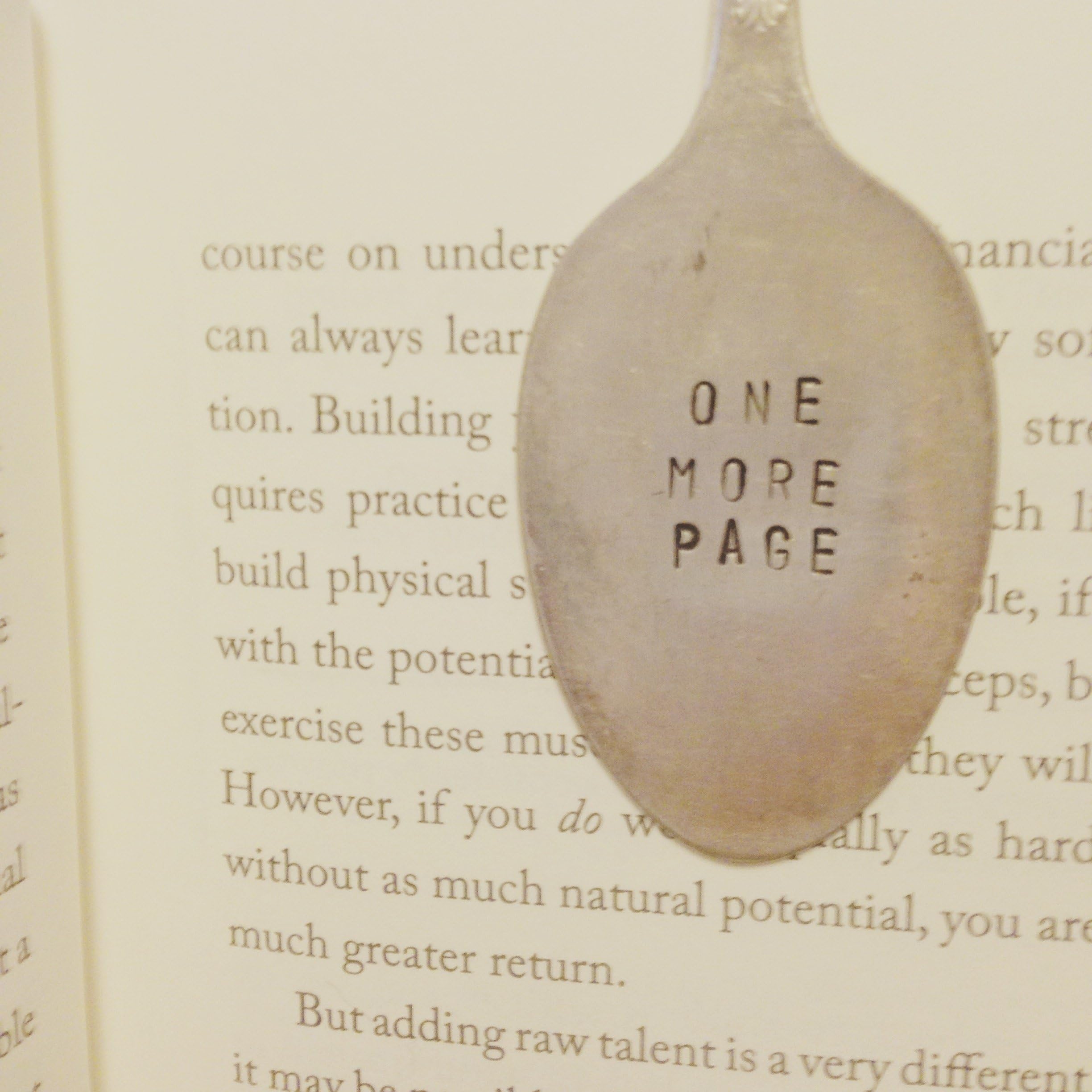 Spoon Bookmark, unique vintage spoon bookmark, hand-stamped with your own saying, Bookmarks upcycled spoon