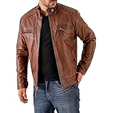 Jild Vintage Brown Mens Leather Jacket - Quilted Motorcycle Style Lambskin Leather Jacket Men