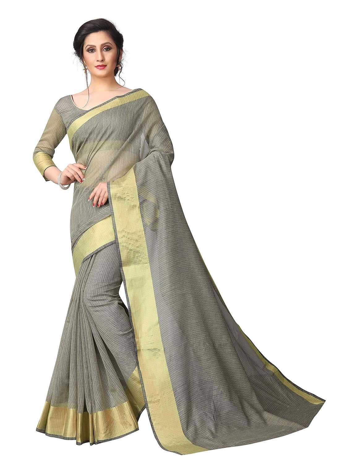 Perfectblue Women's cotton Silk Saree With Blouse Piece