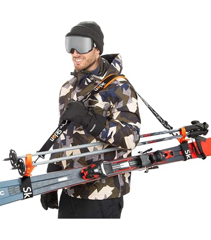 Skimate Sangles de transport pour skimate - Transportez facilement votre équipement de ski - Bandoulière réglable pour snowboard, 2 pièces