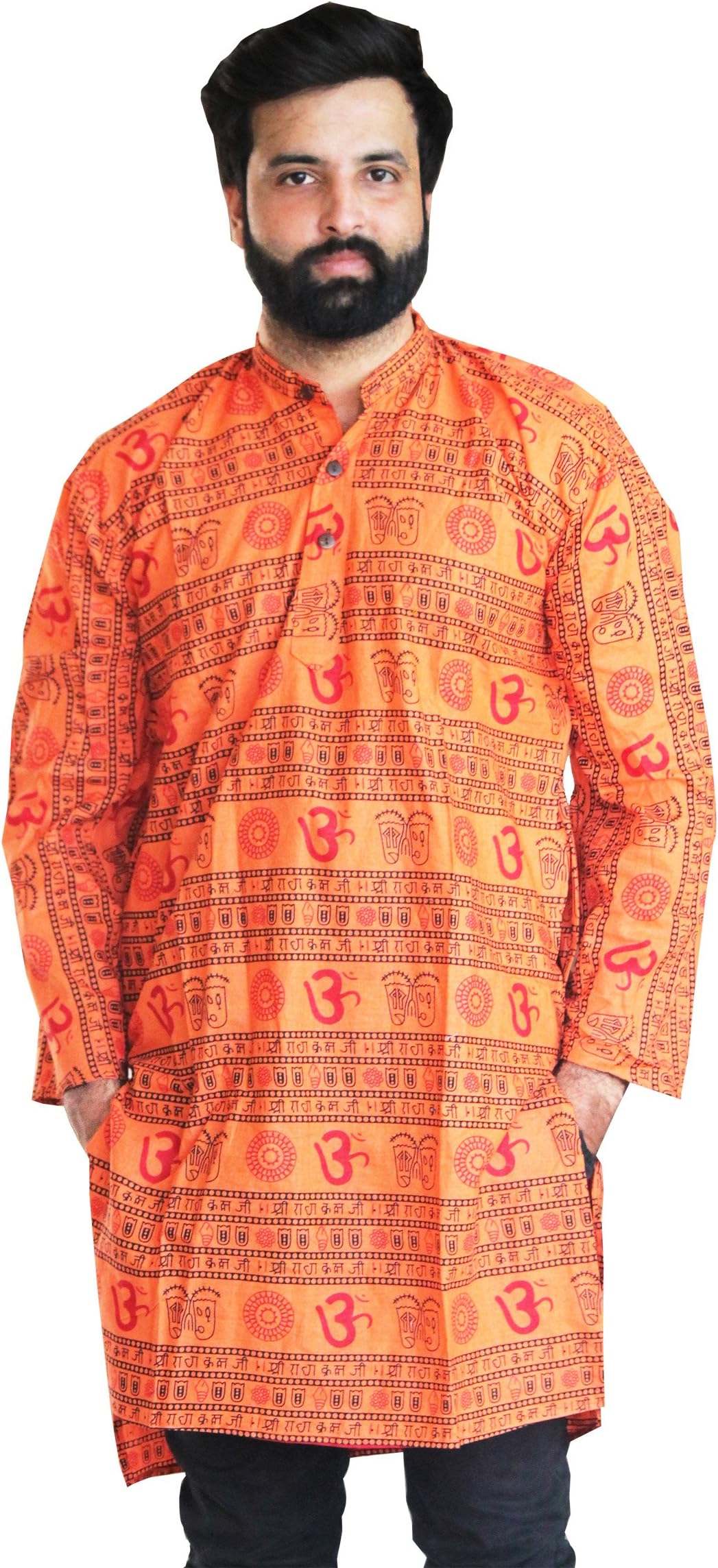 Om printed Kurta for man handmade religious kurtas from India