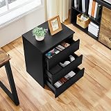 Yaheetech Bedside Table with 3 Drawers Black Wooden Nightstand 35x45x60.5 cm view 7