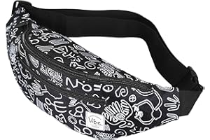 Vibe Festival Gear Fanny Pack for Men Women - Many Prints - Black Holographic Silver Gold Cute Waist Bag for Festival Rave Hiking Running Cycling