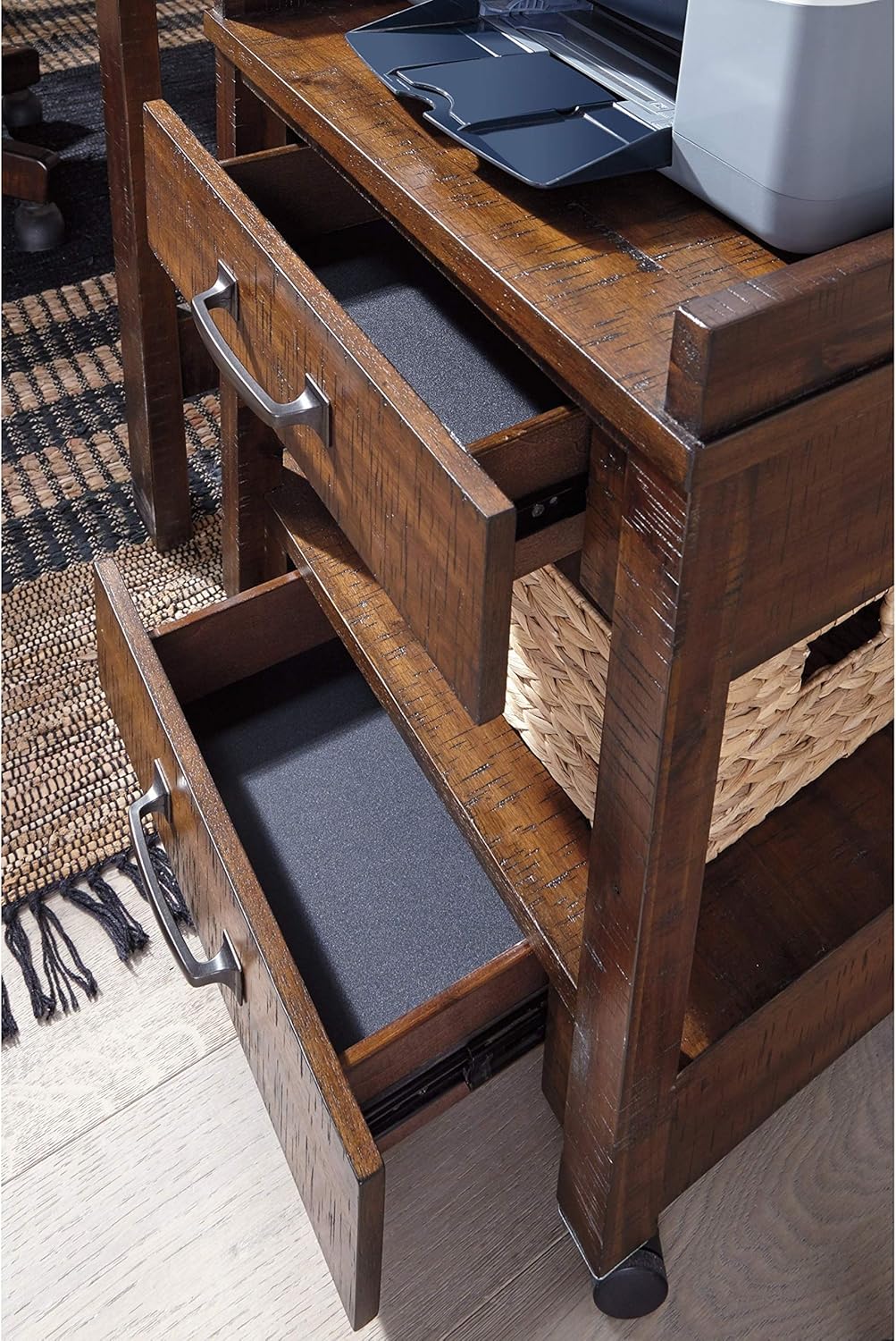Signature Design by Ashley Baldridge Printer Stand Rustic Brown: Furniture & Decor