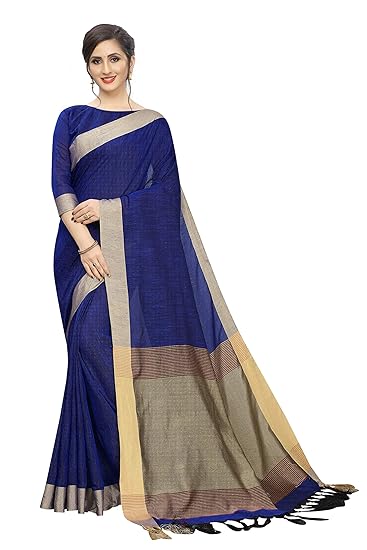Womens Linen Saree With Blouse Piece(Linen2D)