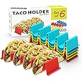 GINKGO Taco Holder Stand Set of 6 - Taco Truck Tray Style Rack, Holds Up to 4 Tacos Each, ABS Health Material Very Hard and S