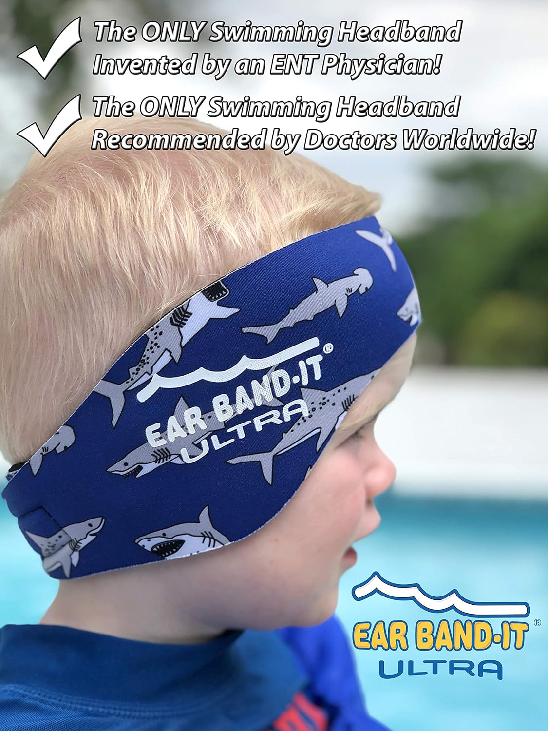 Ear Band-It Ultra Swimming Headband - Best Swimmer's Headband - Keep Water Out, Hold Earplugs in - Doctor Recommended - Secure Ear Plugs - Invented by ENT Physician : Sports & Outdoors