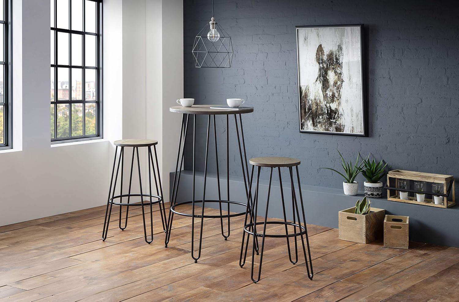 Julian Bowen Dalston Set of 2 Bar Stools, Mocha Elm/Black - Image 4