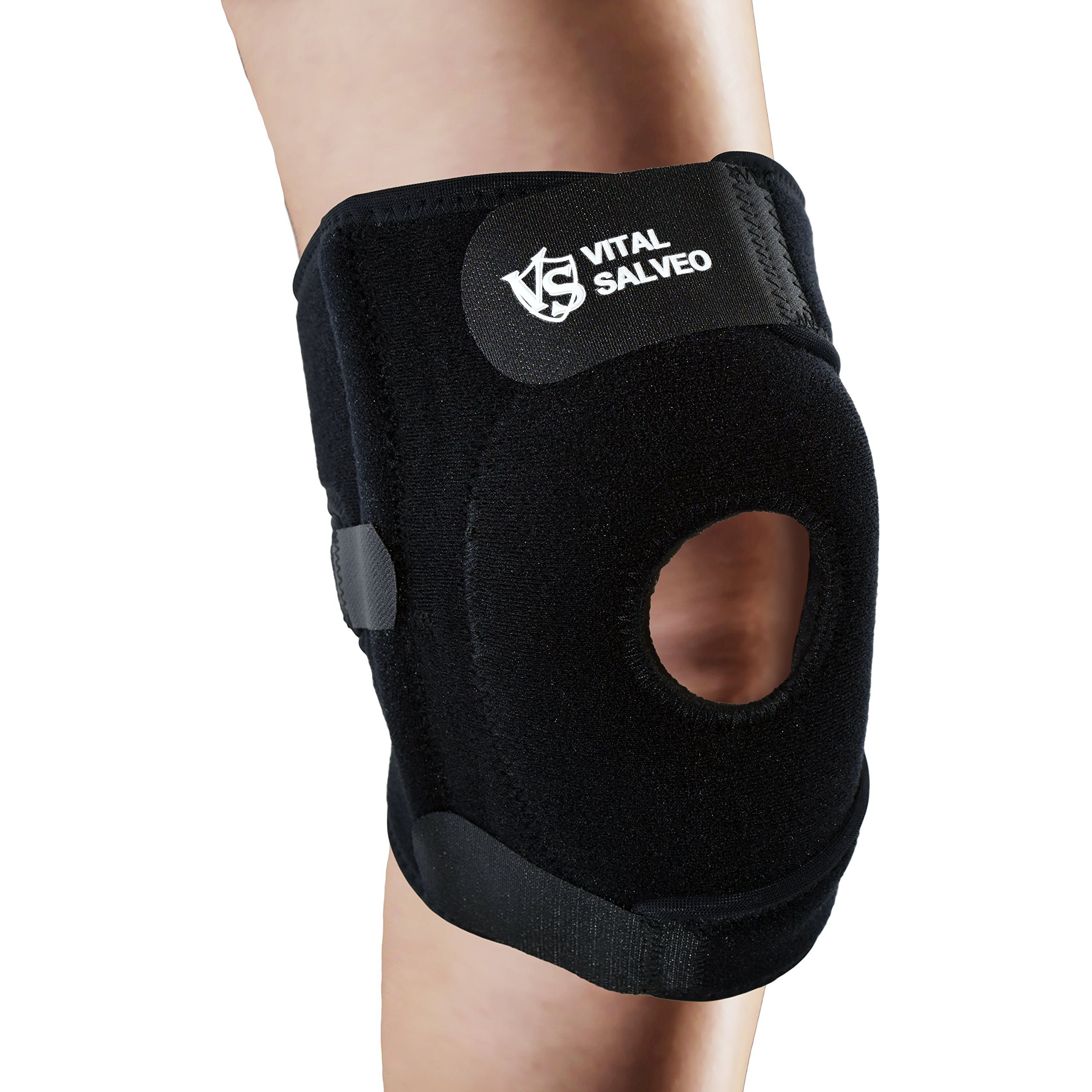 Vital Salveo- 7.5" Adjustable Strengthen Open Patella Knee Support/S-Stays for Relieves Pain, Arthritis, Sports, Running, Jogging, Cycling, Basketball, Skiing-Large Fit