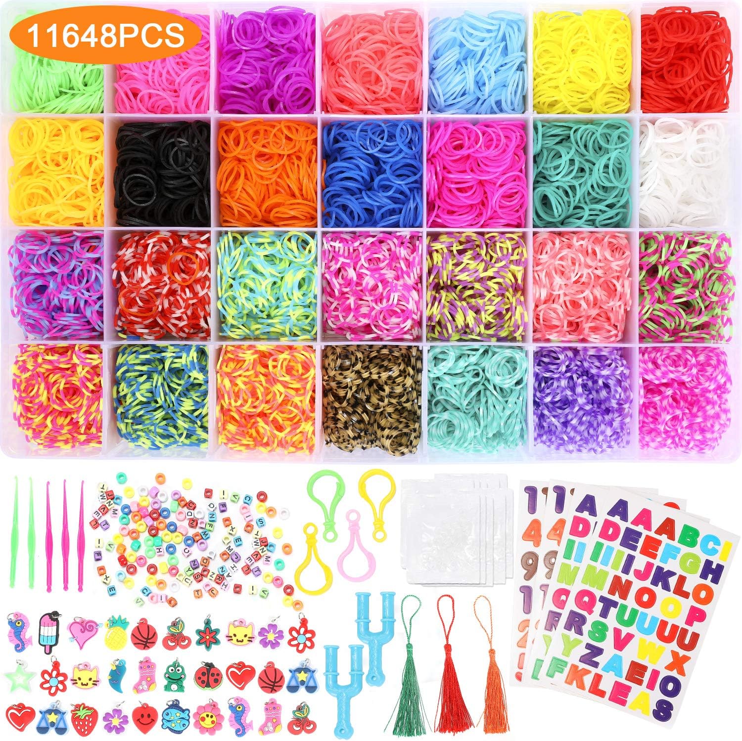 Ucradle Loom Band Kit , 11648pcs Rainbow Rubber Bands Bead Loom Kit