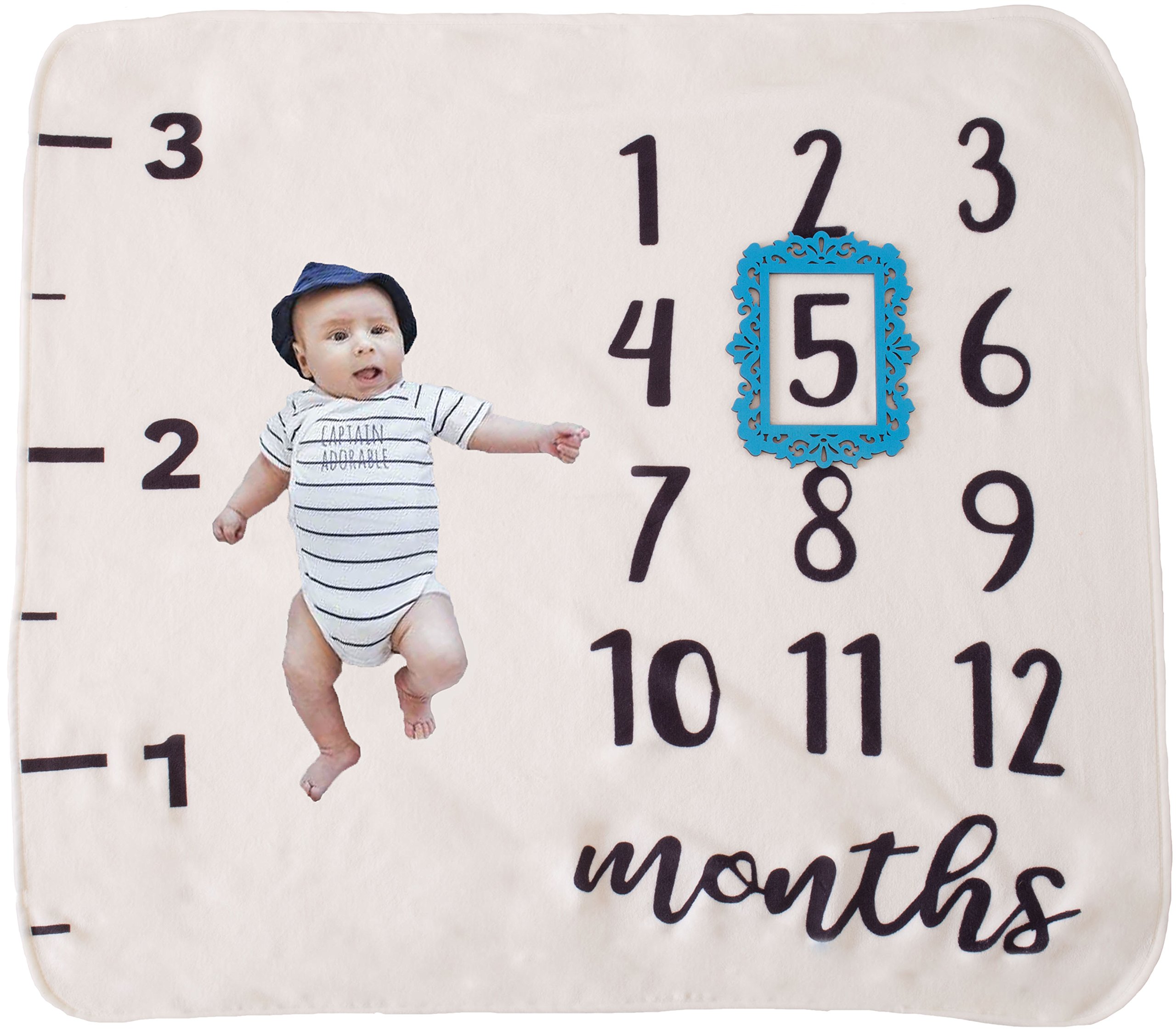 Monthly Milestone Baby Blanket: Premium Quality and Density, Photography Prop/Set for Boys or Girls, Background for Infants, Swaddle Throw for Newborn, Baby Shower Gift