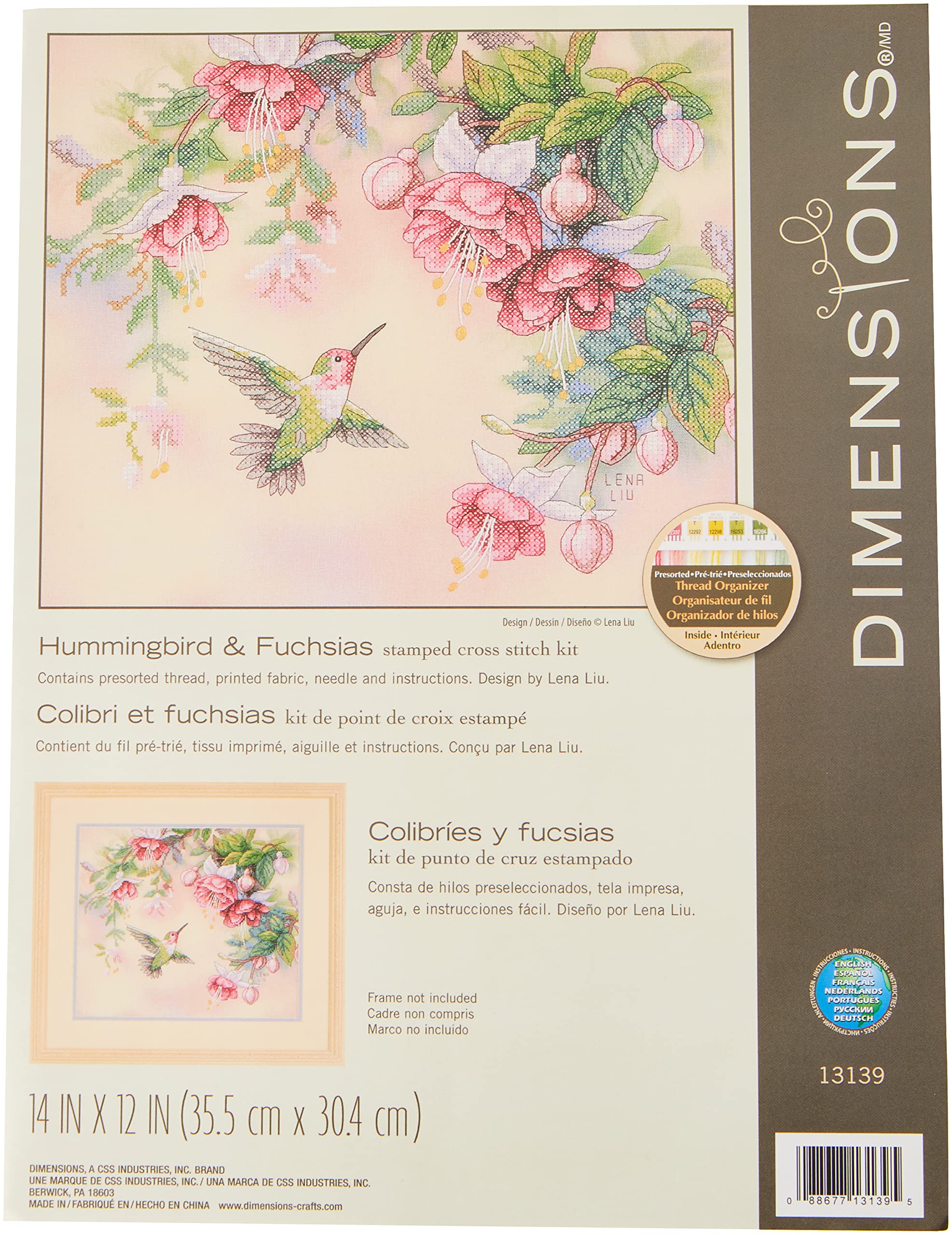 DIMENSIONS 13139 H'BIRD & Fuchsias, Multi-Colour, 14 in. H x 12 in. W — image 1