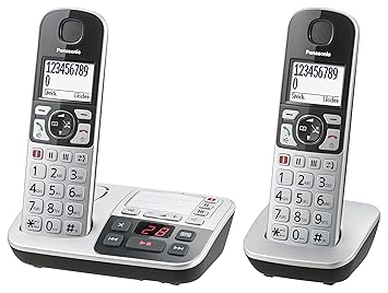 Panasonic KX-TGE522GS Seniorentelefon mit Anrufbeantworter, Notruftaste, Großtastentelefon, schnurlos, schwarz-silber