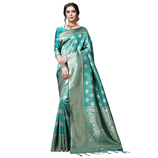 Anand Sarees Kanjivaram & Banarasi Jacquard Silk Saree With Unstitched Blouse Piece