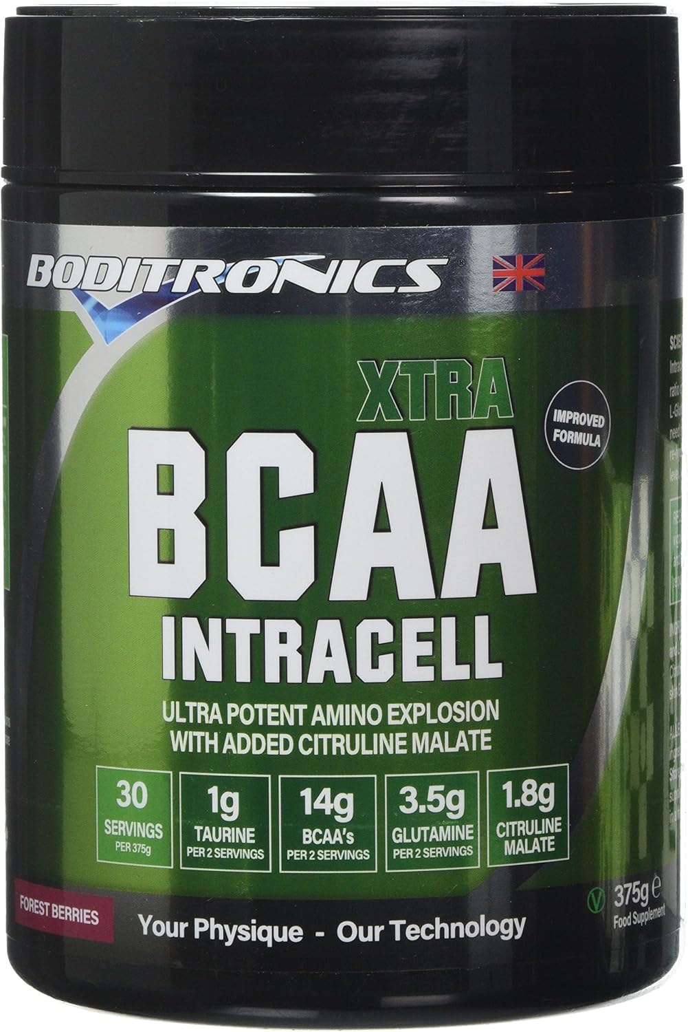 Boditronics BCAA Intracell Xtra, Branched Chain Amino Acid Supplement with Vitamin B6 & B3, Immune Booster, Electrolytes