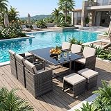 Panana 10 Seater Rattan Garden Dining Set with Large Table and 6 Chairs view 9