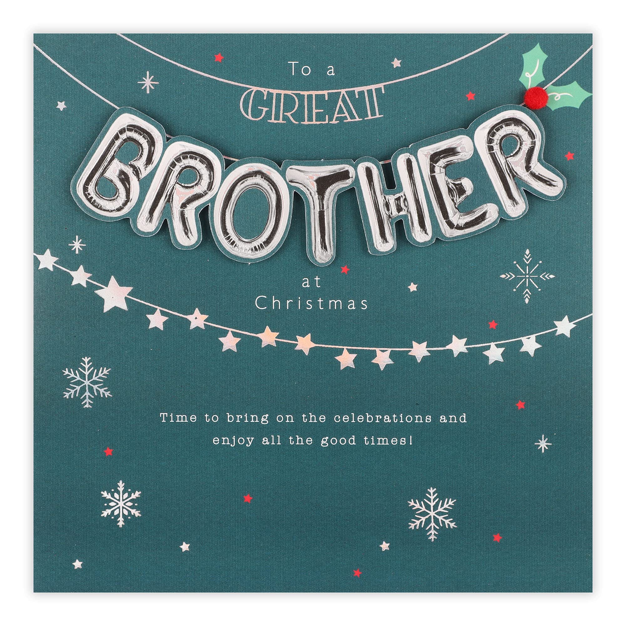 Clintons: Brother Balloon Lettering Christmas Card, Multi-Colour, 192 x 192, 1181314