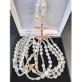 Wedding Lasso Wedding Rosary Lasso de Matrimonio .Lasso para boda de Cristal en Forma de Corazones Lasso catolico en Color Dorado y Cruz Color oro de Metal. Cruz catolica.
