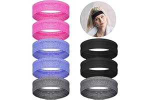 SATINIOR 8 Pieces Sweatbands Non Slip Headbands Stretchy Running Sports Headband Workout Headband Grip Silicone Yoga Hair Band Elastic Exercise Hair Wrap for Women Men