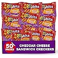 Ritzz Bits Cheddar Cheese Sandwich Crackers 50 Count - Individual Cheese Crackers Snack Packs On The Go Size For School & Office Snacks - 1 oz Bags