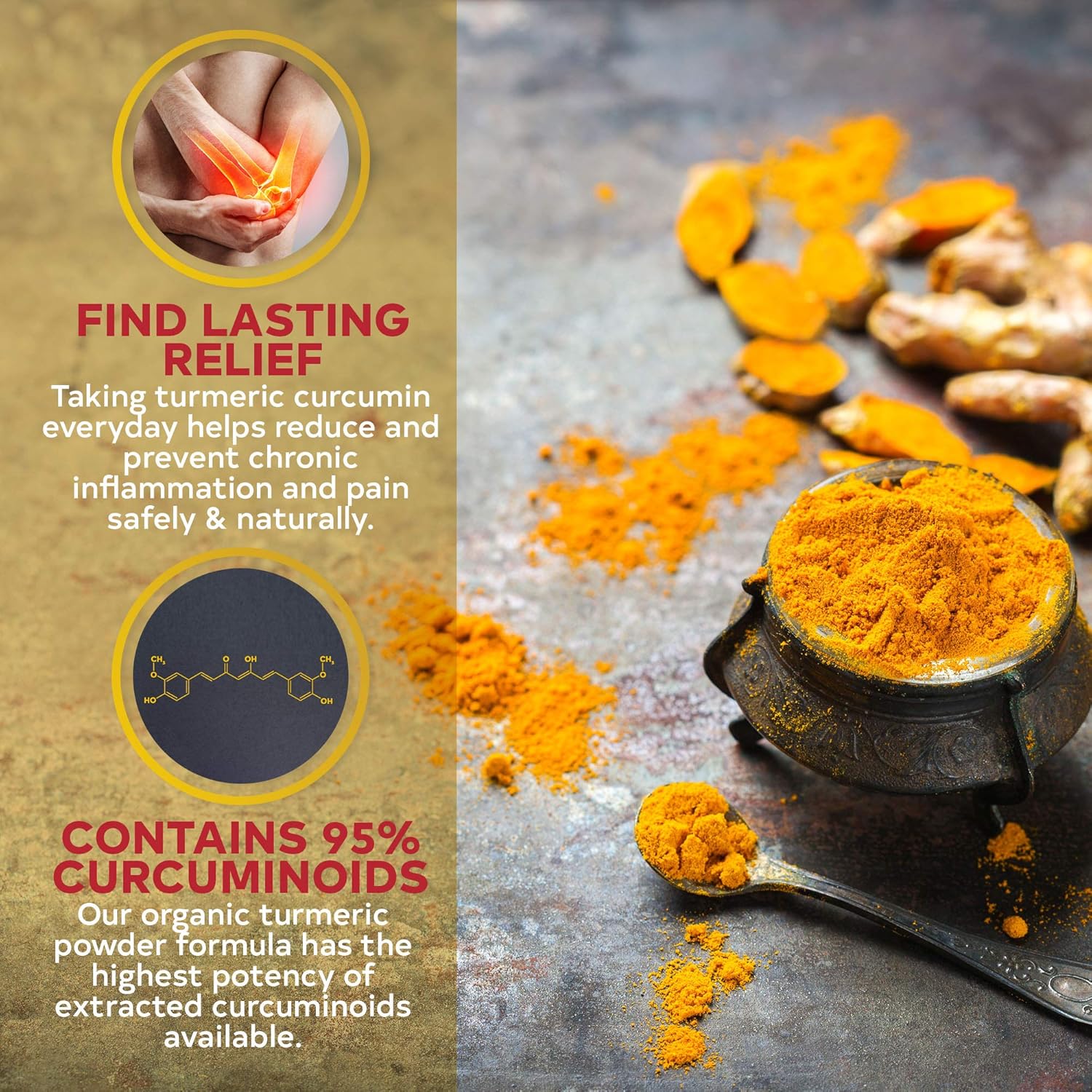 Organic Turmeric Curcumin with BioPerine - Potent Anti-Inflammatory - Contains 95% Curcuminoids and Black Pepper Extract for Fast Absorption - 1500 Milligram Vegan Capsules - 40 Day Supply: Health & Personal Care