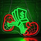 Money Neon Sign for Wall Decor Dimmable Dollar Neon Light for Man Cave USB Power LED Money Sign for Casino Bar Shop Gym Game Room Bedroom Pub Party Christmas Birthday Gifts Size 13.7* 11.3In (WZCP180)