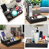 BELLE VOUS Black Faux Leather 5 Compartment Dresser Organiser Tray view 6
