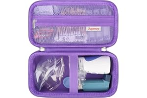 Supmay Hard Case for Portable Nebulizer Handheld Mesh Inhaler Spacer Nebulizers Machine for Adults & Kids Travel Household Use, Protective Holder Bag with Mesh Pocket for USB Cable, Battery, Purple