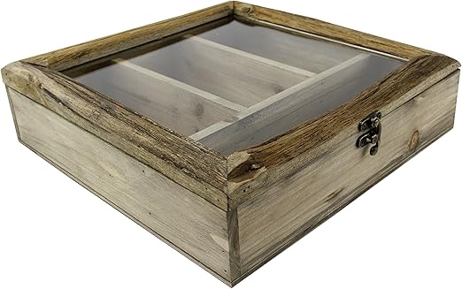 Red Caja de Madera con Tapa de Cristal, diseño Vintage Natural, 30,5 cm: Amazon.es: Hogar