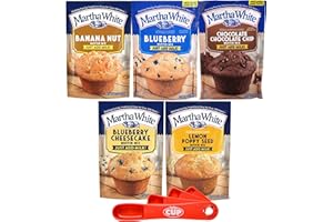 AONELAS Martha White 5 Flavor Muffin Mix Variety with By The Cup Swivel Spoons