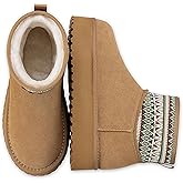 Mishansha Womens Suede Boots Platform Mini Snow Boots Warm Ankle Booties Winter Fur lined short boots