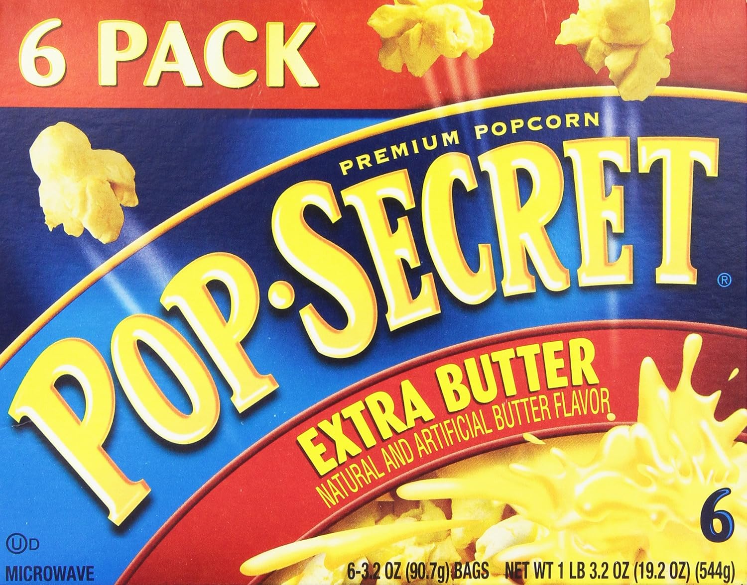Pop Secret Extra Butter Flavor, Microwaveable, 6Count, 21Ounce Box (Pack of 4)