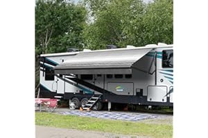 Suncode Black Motorized RV Modular Retractable RV Awning Frame Assemblies and Fabric for RV,5th Wheel,Travel Trailers,Toy Hau