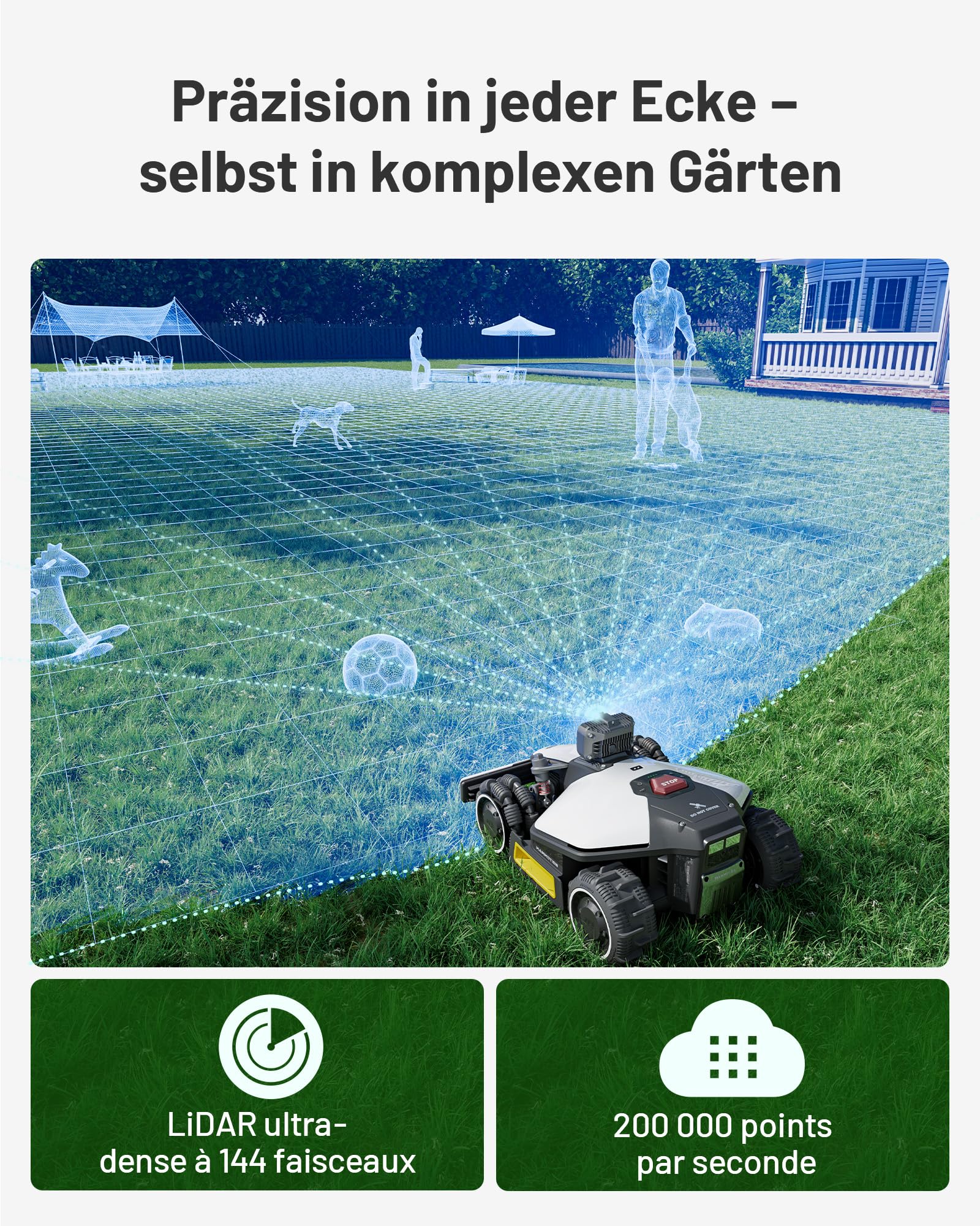 MAMMOTION LUBA mini AWD LiDAR Mähroboter ohne Begrenzungskabel & RTK-Antenne für 1500 m², 3D LiDAR+NetRTK+AI Vision Triple-Fusion, AWD 80% Steigung, Automatische Kartierung, 3 Jahre Gratis-4G 2