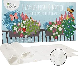 Hängende Blumen Balkonkasten Blumenmischung - 2 Premium Saatteppiche für hängende Balkon Blumen zum einfachen Anbau, Sommerblumen von OwnGrown, insektenfreundliche Blumensamen einjährig