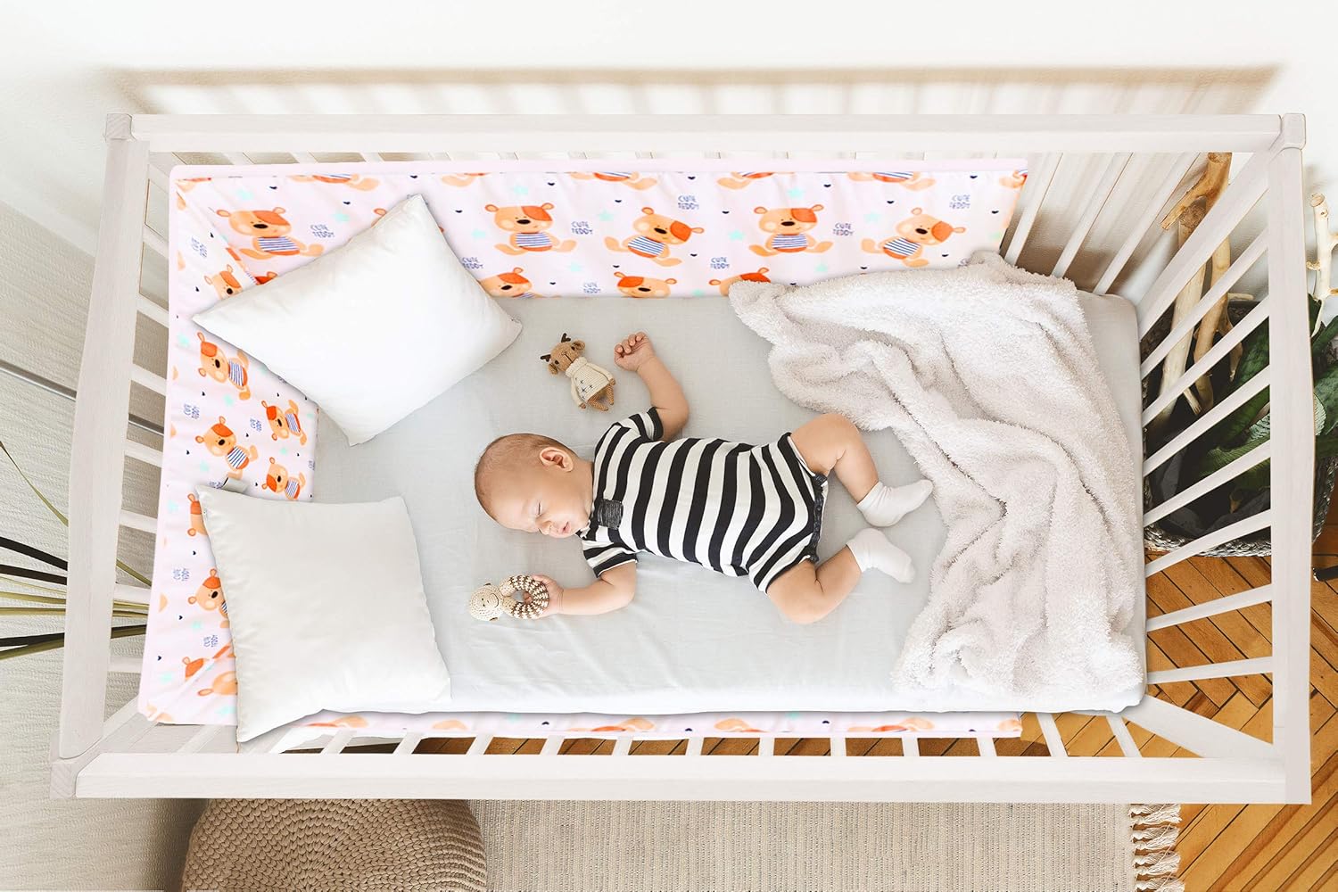 E4m Tour De Lit Bebe Tour De Lit Bebe 3 Cotes Mesure 210 X 30 Cm Double Rembourrage Hypoallergenique Coton Certifie Oeko Tex Made In Ue Koala Accessoires De Literie Bebe Puericulture