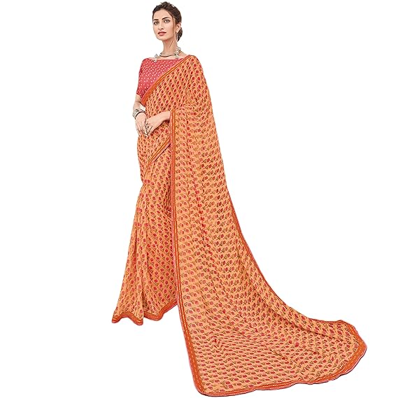 Shaily Womens Printed Georgette Red Saree[FESTSPCL12901SSR01]