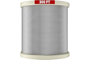 LuckIn 1/8" Stainless Steel Cable 300FT, T316 Aircraft Cable for Railing, Decking & Outdoor Projects - Uncoated Marine Grade