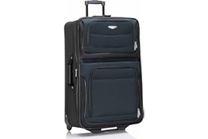 Travel Select Amsterdam Softside Expandable Rolling Luggage, Lightweight 2-Wheel Check-In Suitcase with Push-Button Handle, Navy, 29" Large