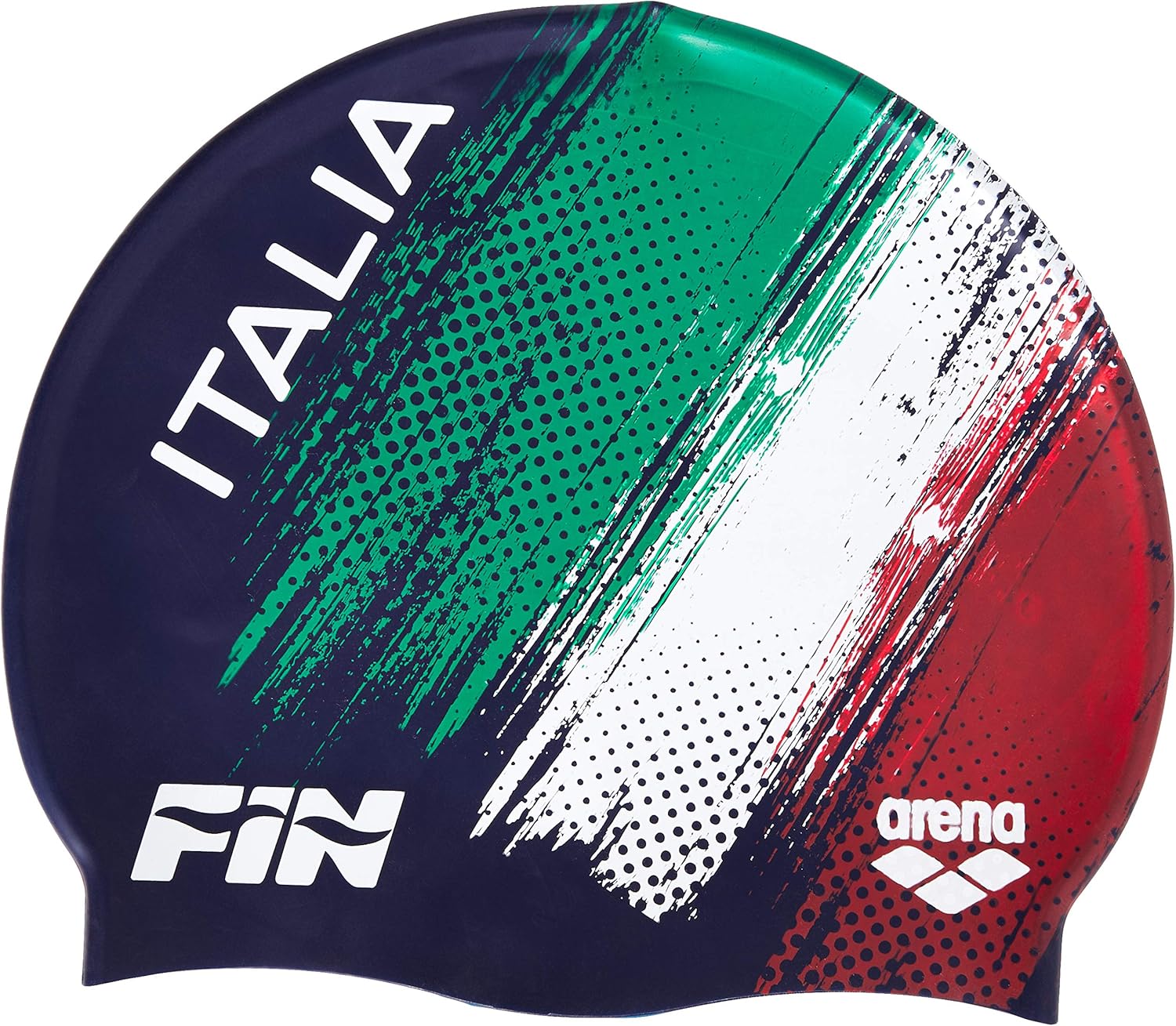 Arena Silicone Cap Fin Italy Headphone One Size Navy White Swim Caps