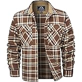 MAGCOMSEN Men's Flannel Shirts Long Sleeve Plaid Shirt Button Up Casual Shirts Lightweight Shirt Jacket with 2 Pockets