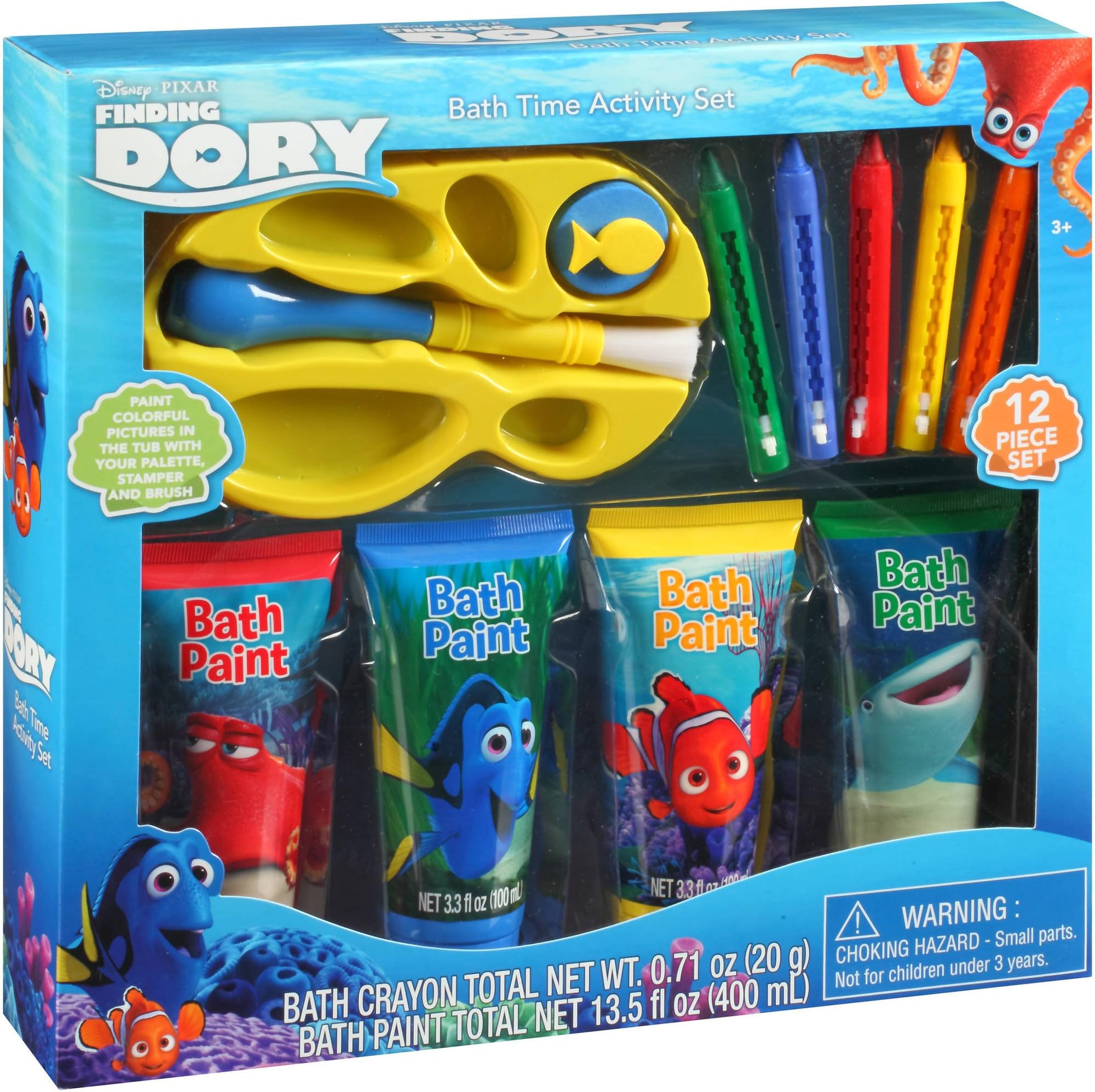 Disney Pixar Finding Dory Destiny Hank Nemo Bath Time Activity Gift Set for Toddlers 3 years and up - 12 Piece