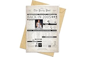 20th Birthday Card Happy Bday Jumbo Card for Men or Women Born In 2005 Big Funny Gifts for Dads or Moms Touring 20 Years Old.