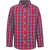 Tommy Hilfiger Boys' Long Sleeve Woven Button-down Shirt, Lightweight & Breathable