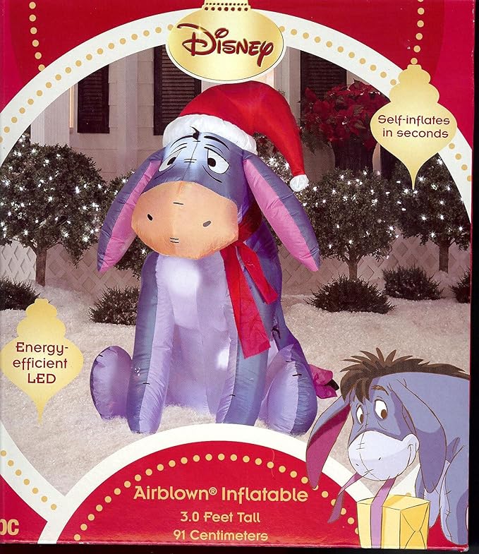 Disney 3' Eeyore Christmas LED Airblown Inflatable by Gemmy Yard Decor