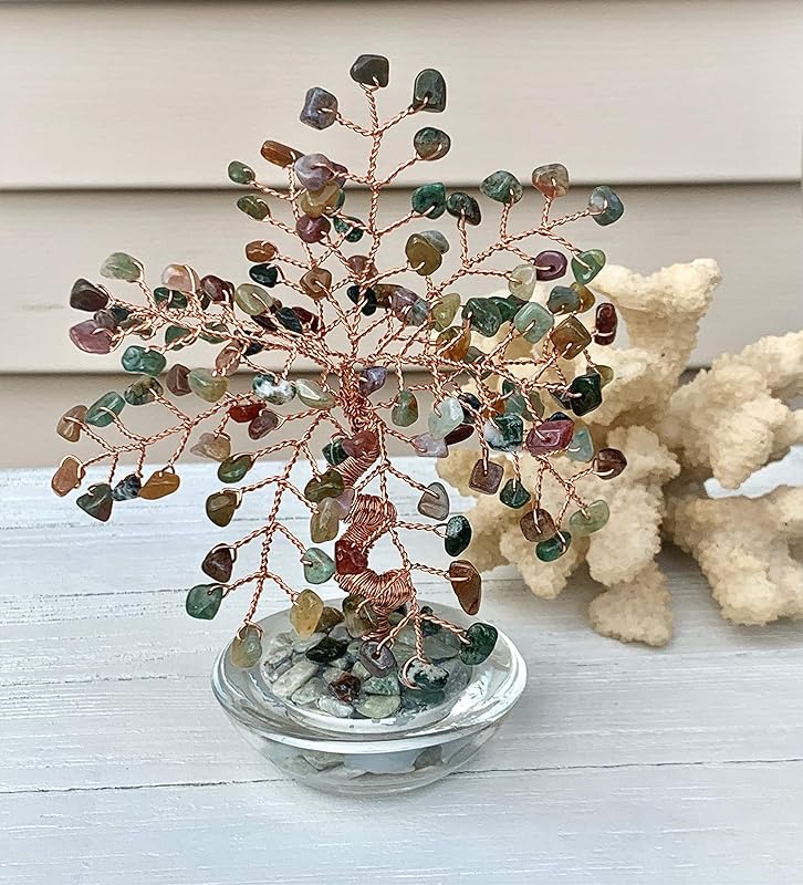 Gemstone Crystal Wire Tree,Bonsai Tree For Desk,Crystal Gem Tree Sculpture,Gemstone