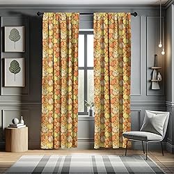 Lunarable Pumpkin Window Curtains, Hand Drawn
